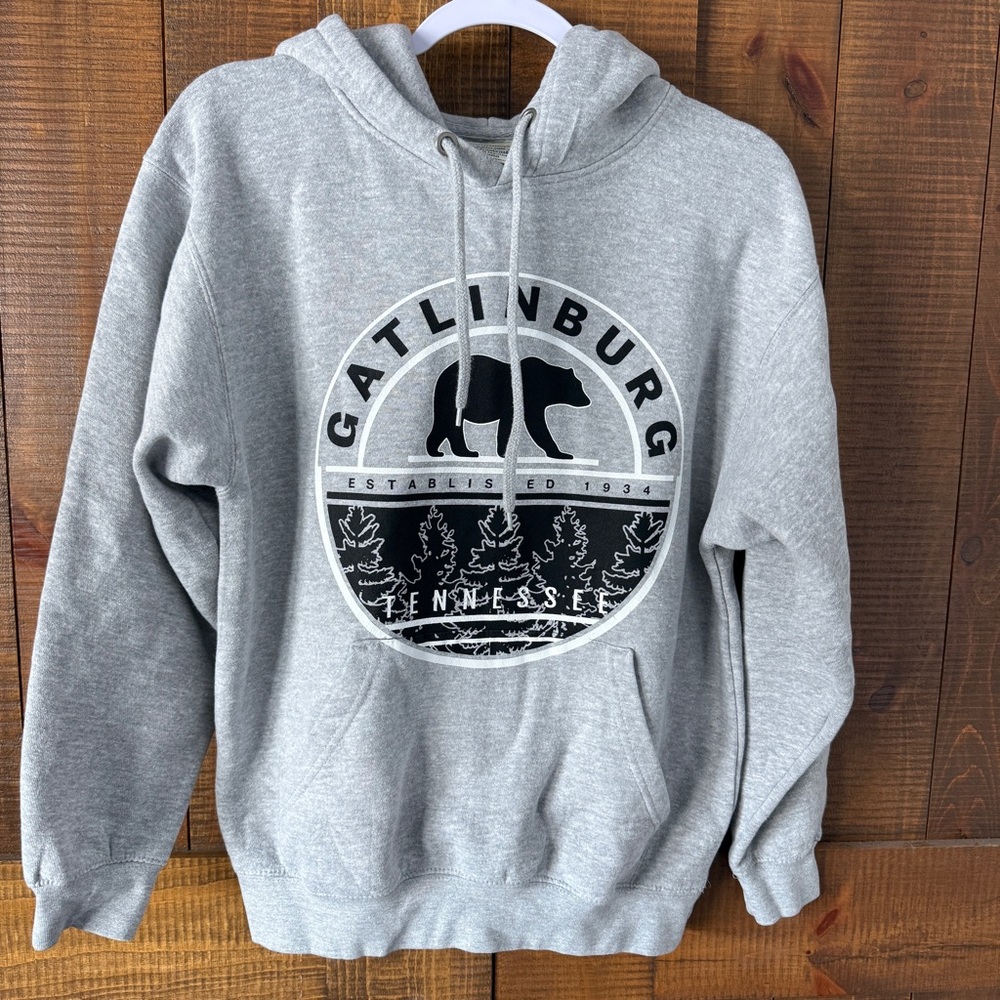 Gatlinburg Heather Gray Hoodie with Bear Graphic